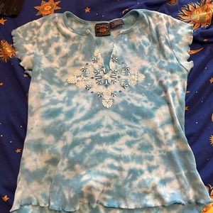 Y2K blue hippie top